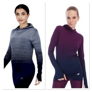 Bundle of 2 New Balance Ombre Merino Wool Blend Long Sleeve Hoodie Sweater